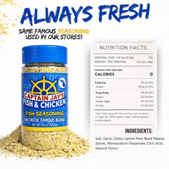 Captain Jay's Famous Premium Fish Seasoning – Fin-Tastic Flavor Blend for Fish, Shrimp, Seafood, Fries & More