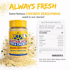 Captain Jay's Famous Premium Chicken Seasoning – Original Flavor Blend for Crispy Chicken, Wings, Fries & More