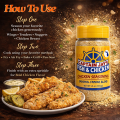 Captain Jay's Famous Premium Chicken Seasoning – Original Flavor Blend for Crispy Chicken, Wings, Fries & More
