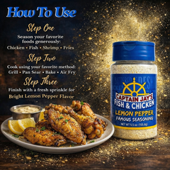 Captain Jay's Famous Premium Lemon Pepper Seasoning – Bold Flavor Blend for Chicken, Seafood, Fries & More..